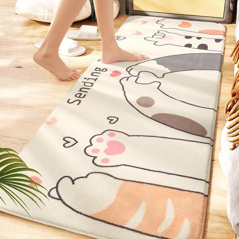 Long Fluffy Kawaii Kitty Cat Bedroom Rugs - Kawaiies - Adorable - Cute - Plushies - Plush - Kawaii