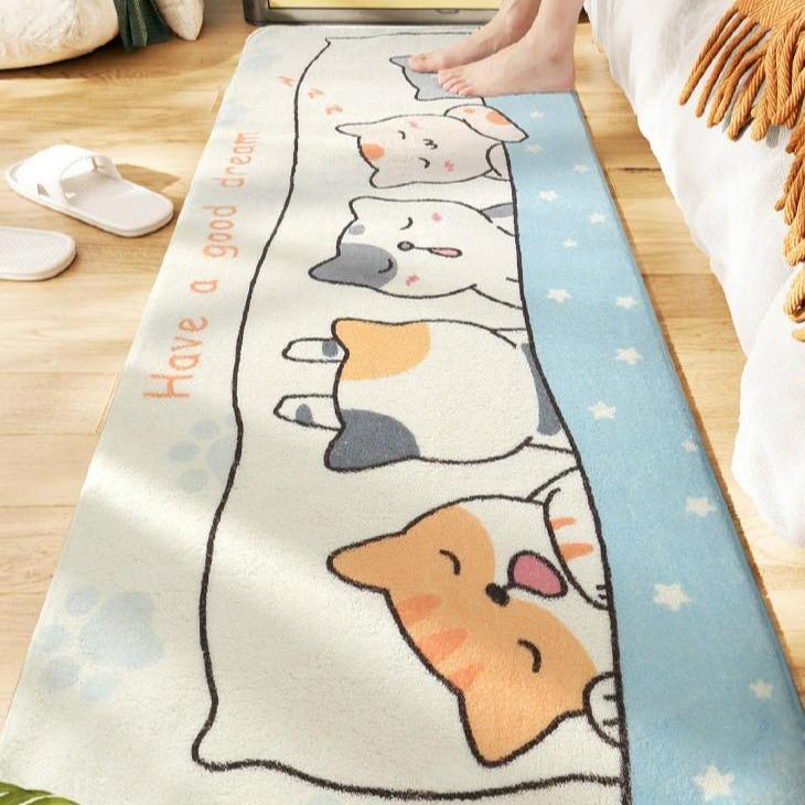 Long Fluffy Kawaii Kitty Cat Bedroom Rugs - Kawaiies - Adorable - Cute - Plushies - Plush - Kawaii