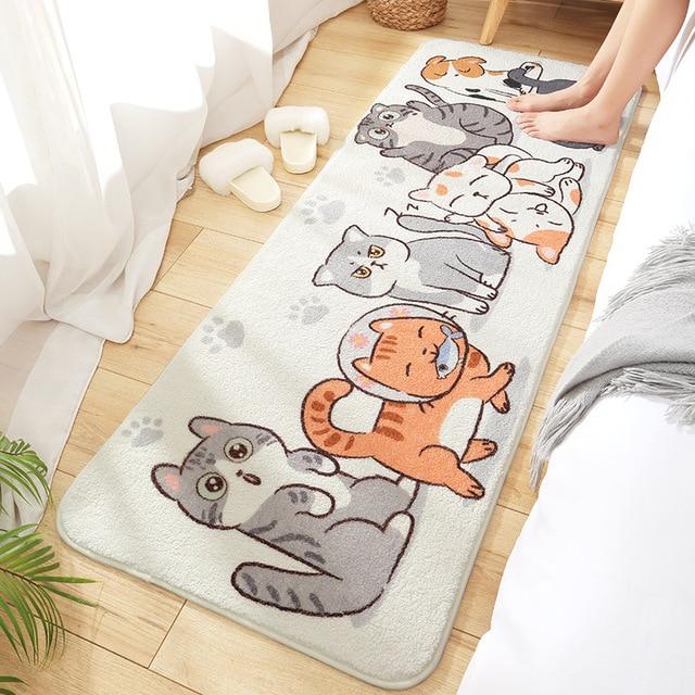 Long Fluffy Kawaii Kitty Cat Bedroom Rugs - Kawaiies - Adorable - Cute - Plushies - Plush - Kawaii