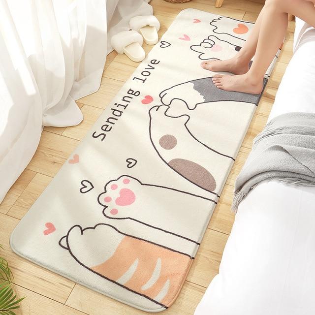 Long Fluffy Kawaii Kitty Cat Bedroom Rugs - Kawaiies - Adorable - Cute - Plushies - Plush - Kawaii