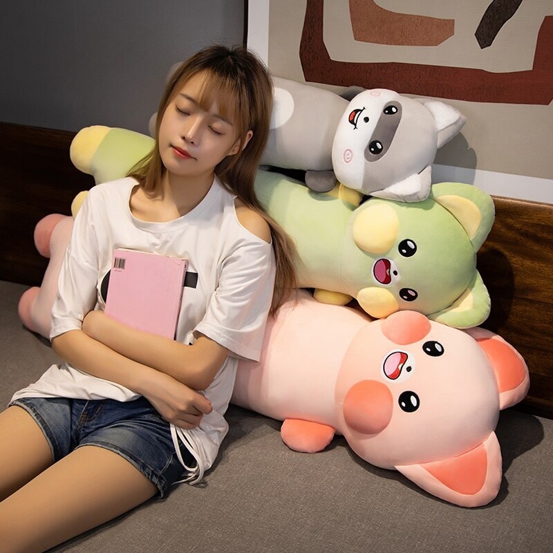 Long Snuggly Cat & Raccoon Plushies - Kawaiies - Adorable - Cute - Plushies - Plush - Kawaii
