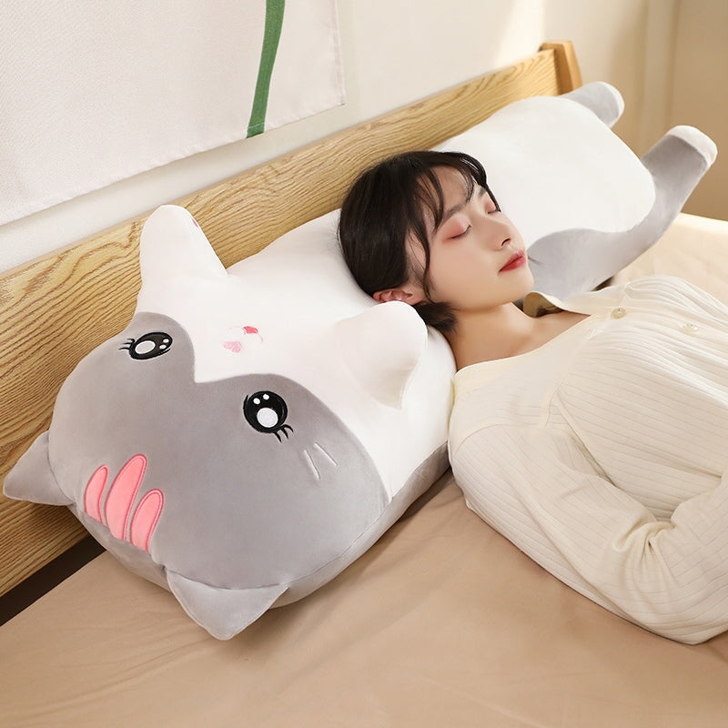 Long Snuggly Pink Gray Cat Plushies - Kawaiies - Adorable - Cute - Plushies - Plush - Kawaii