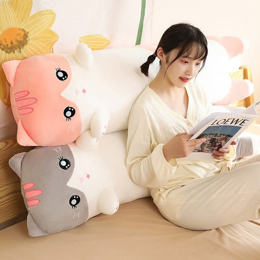 Long Snuggly Pink Gray Cat Plushies - Kawaiies - Adorable - Cute - Plushies - Plush - Kawaii