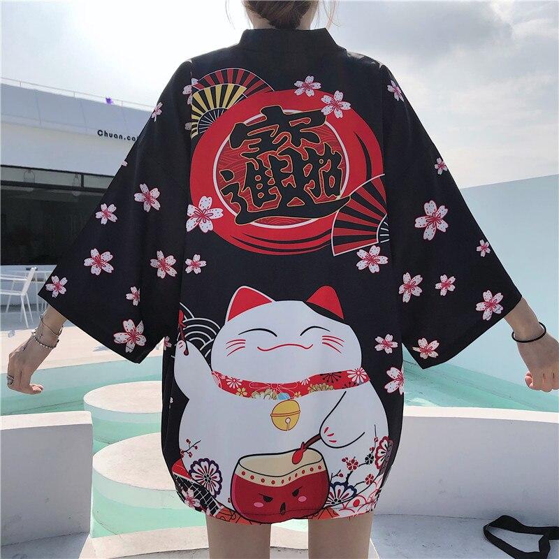 Japanese Lucky Cat Lightweight Kimono Top - Kawaiies - Adorable - Cute - Plushies - Plush - Kawaii