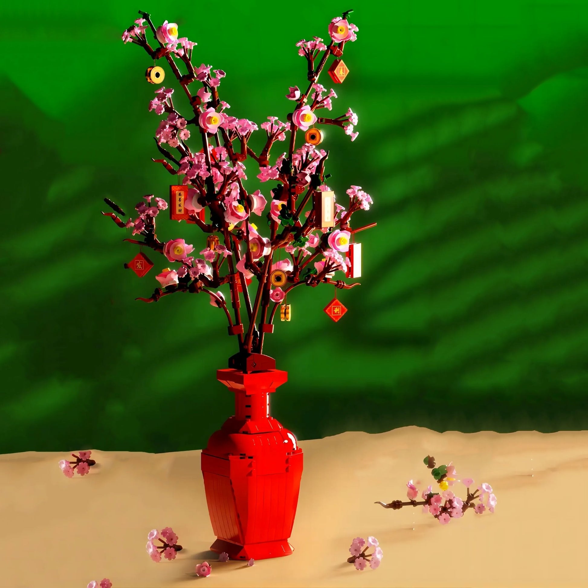 Lucky Peach Blossom Vase Micro Building Blocks - Kawaiies - Adorable - Cute - Plushies - Plush - Kawaii