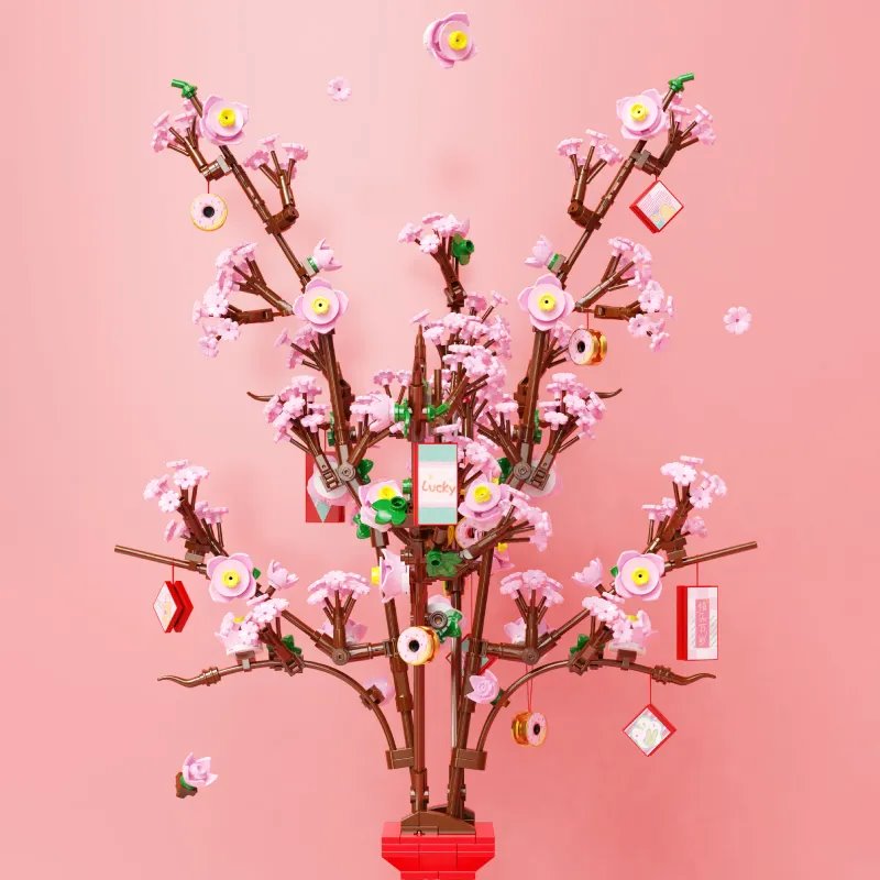Lucky Peach Blossom Vase Micro Building Blocks - Kawaiies - Adorable - Cute - Plushies - Plush - Kawaii