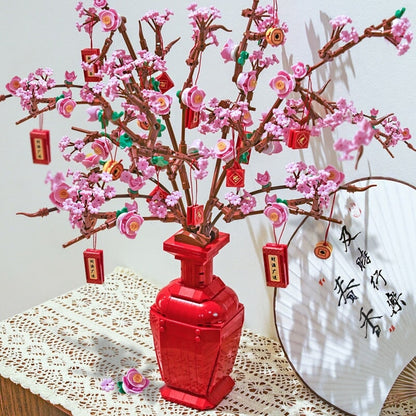 Lucky Peach Blossom Vase Micro Building Blocks - Kawaiies - Adorable - Cute - Plushies - Plush - Kawaii