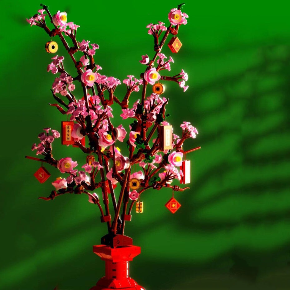 Lucky Peach Blossom Vase Micro Building Blocks - Kawaiies - Adorable - Cute - Plushies - Plush - Kawaii