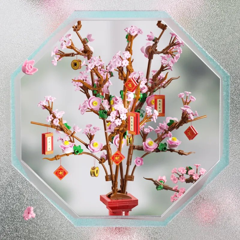 Lucky Peach Blossom Vase Micro Building Blocks - Kawaiies - Adorable - Cute - Plushies - Plush - Kawaii