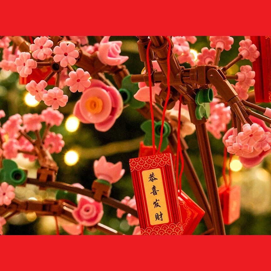 Lucky Peach Blossom Vase Micro Building Blocks - Kawaiies - Adorable - Cute - Plushies - Plush - Kawaii
