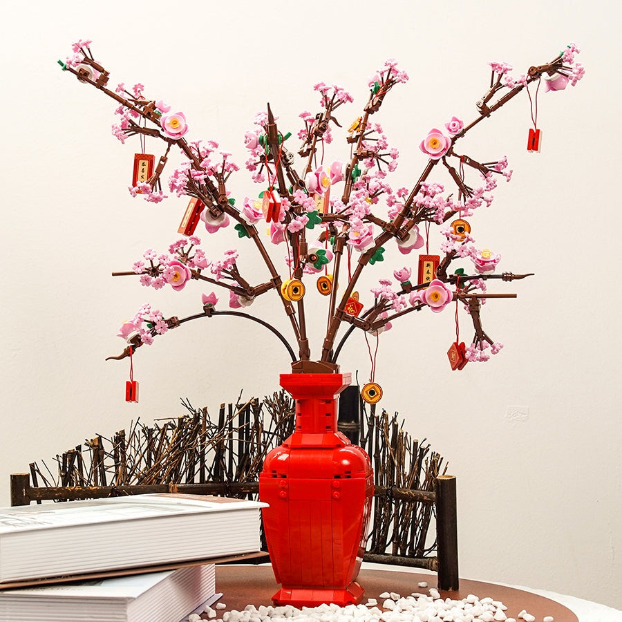 Lucky Peach Blossom Vase Micro Building Blocks - Kawaiies - Adorable - Cute - Plushies - Plush - Kawaii