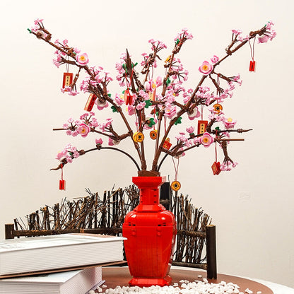 Lucky Peach Blossom Vase Micro Building Blocks - Kawaiies - Adorable - Cute - Plushies - Plush - Kawaii