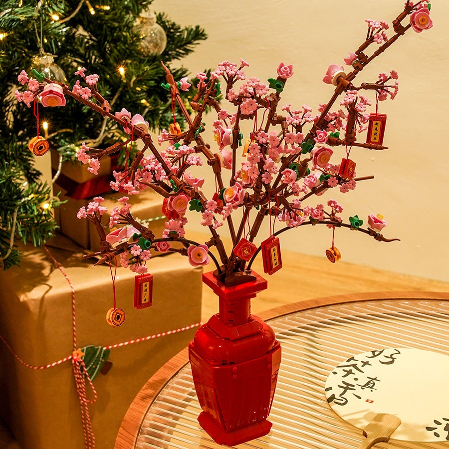 Lucky Peach Blossom Vase Micro Building Blocks - Kawaiies - Adorable - Cute - Plushies - Plush - Kawaii