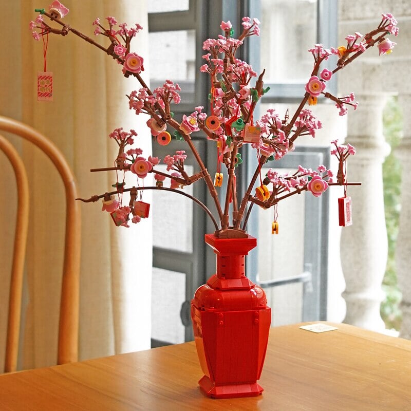 Lucky Peach Blossom Vase Micro Building Blocks - Kawaiies - Adorable - Cute - Plushies - Plush - Kawaii