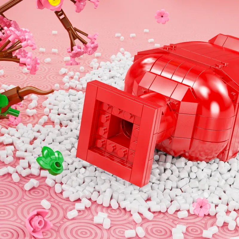Lucky Peach Blossom Vase Micro Building Blocks - Kawaiies - Adorable - Cute - Plushies - Plush - Kawaii