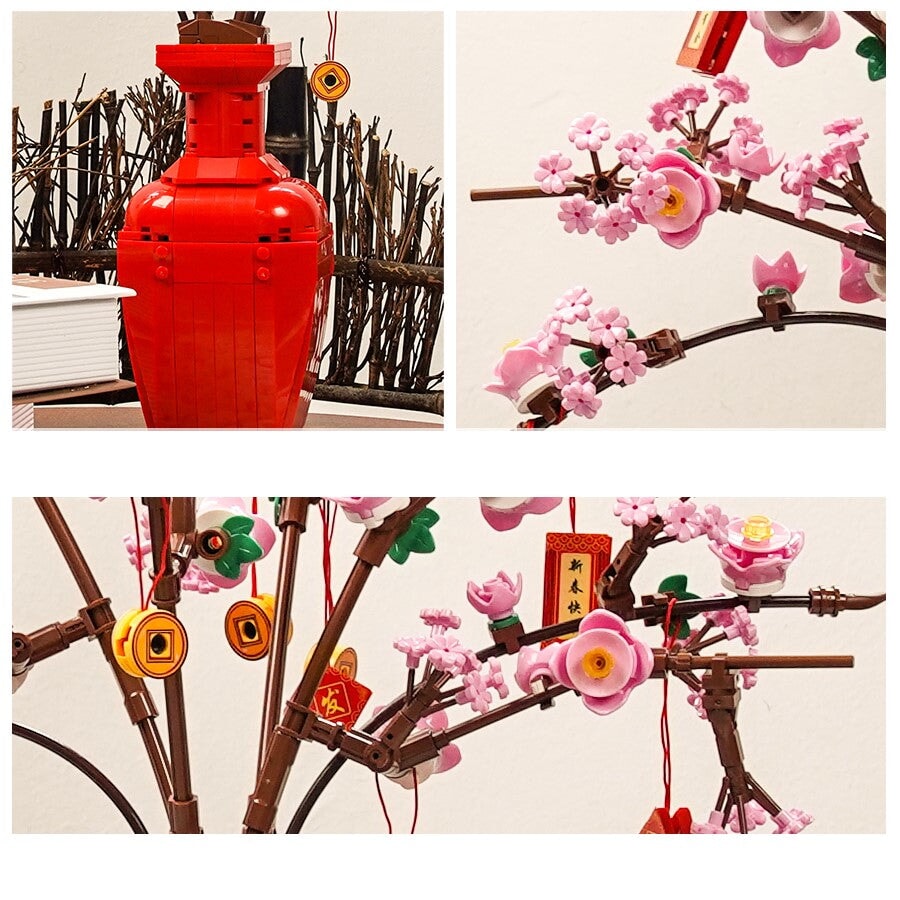 Lucky Peach Blossom Vase Micro Building Blocks - Kawaiies - Adorable - Cute - Plushies - Plush - Kawaii