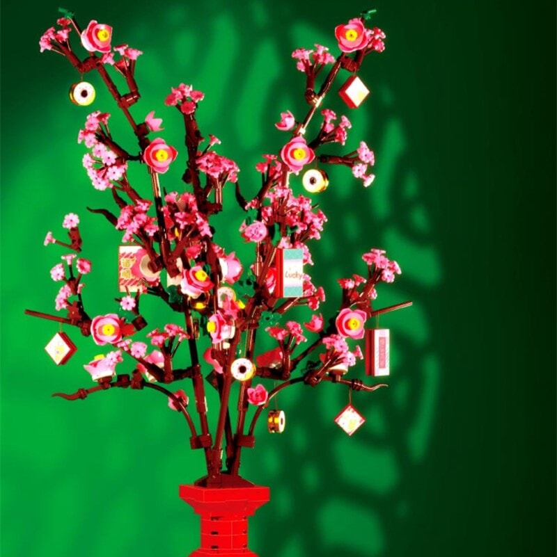 Lucky Peach Blossom Vase Micro Building Blocks - Kawaiies - Adorable - Cute - Plushies - Plush - Kawaii
