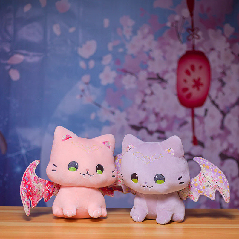 Luna & Solis the Kawaii Sakura Cats with Wings Plushies - Kawaiies - Adorable - Cute - Plushies - Plush - Kawaii