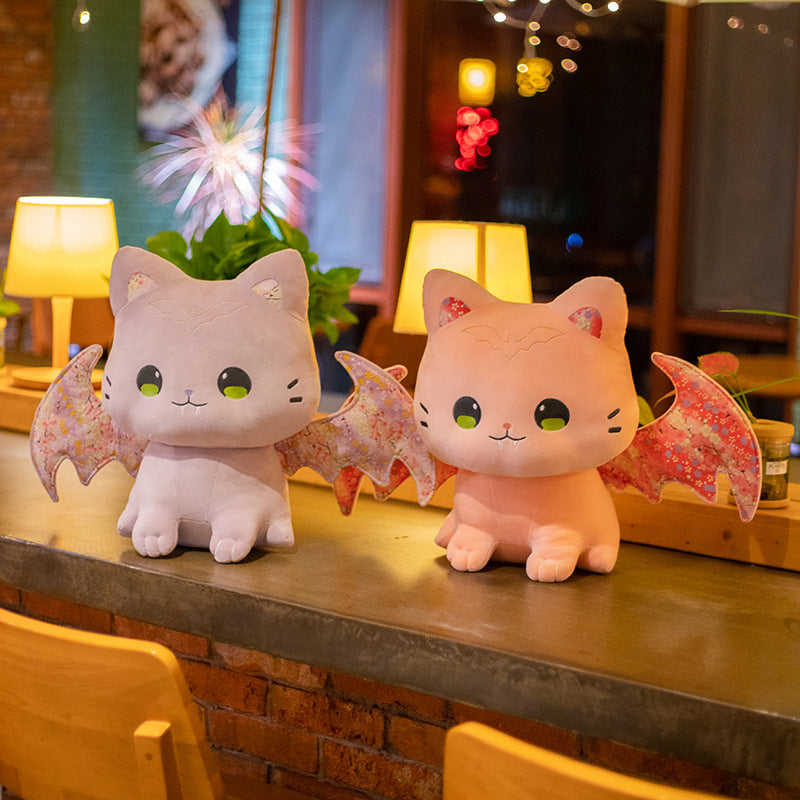 Luna & Solis the Kawaii Sakura Cats with Wings Plushies - Kawaiies - Adorable - Cute - Plushies - Plush - Kawaii