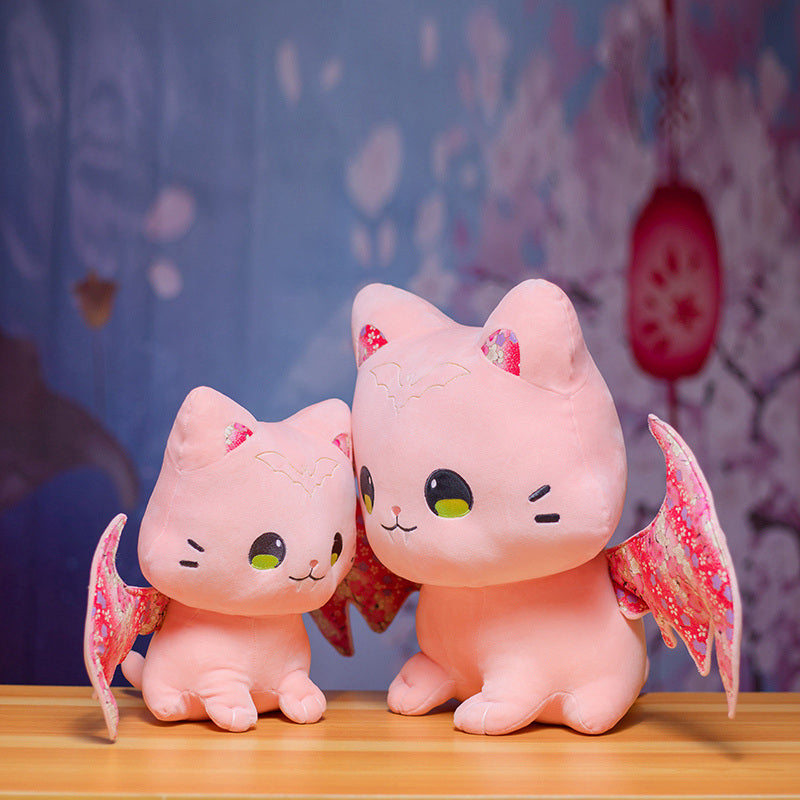 Luna & Solis the Kawaii Sakura Cats with Wings Plushies - Kawaiies - Adorable - Cute - Plushies - Plush - Kawaii