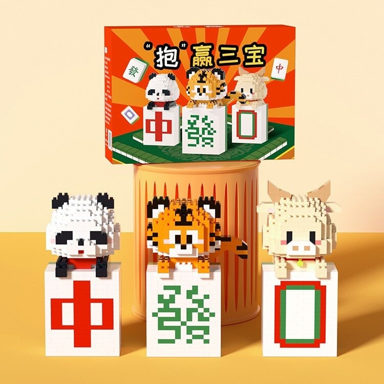 Mahjong Tiger Panda Ox Nano Building Blocks - Kawaiies - Adorable - Cute - Plushies - Plush - Kawaii