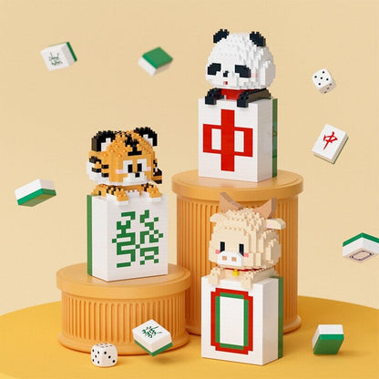 Mahjong Tiger Panda Ox Nano Building Blocks - Kawaiies - Adorable - Cute - Plushies - Plush - Kawaii