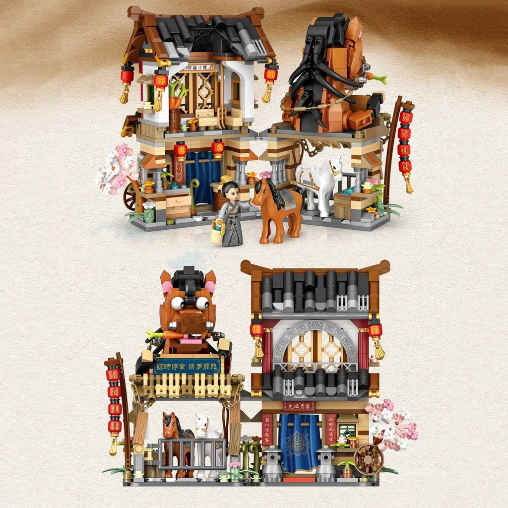 Merchant Store & Horse Stable Micro Building Sets Collection - Kawaiies - Adorable - Cute - Plushies - Plush - Kawaii