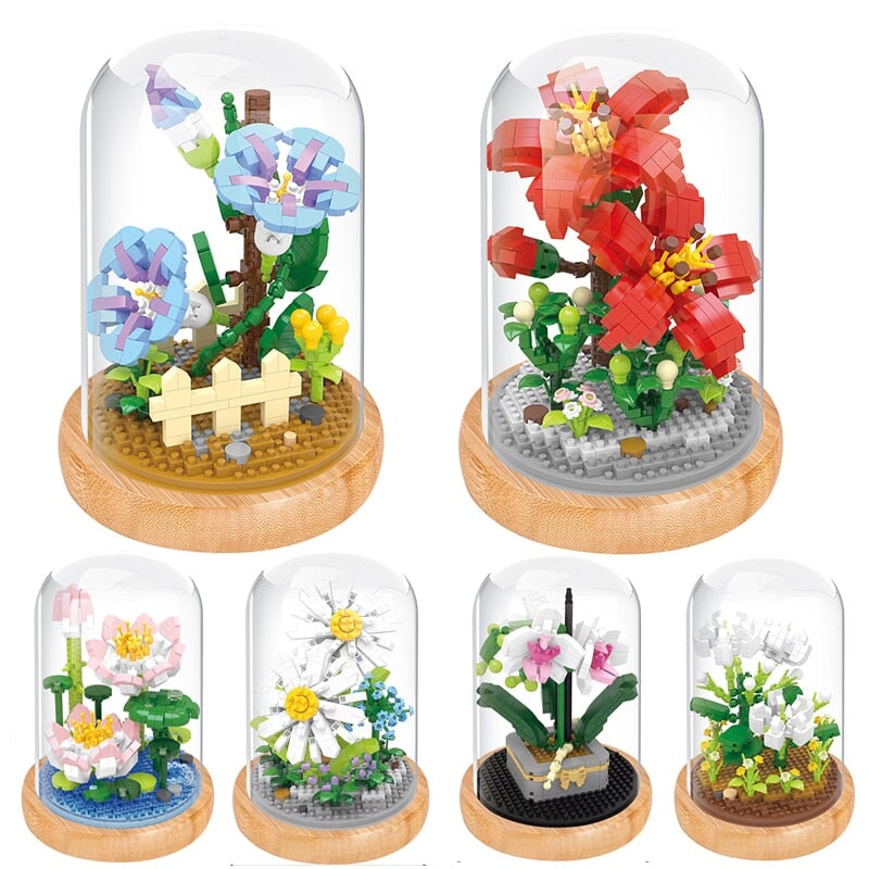 Micro Flowers in a Dome Building Blocks Set 2 - Kawaiies - Adorable - Cute - Plushies - Plush - Kawaii