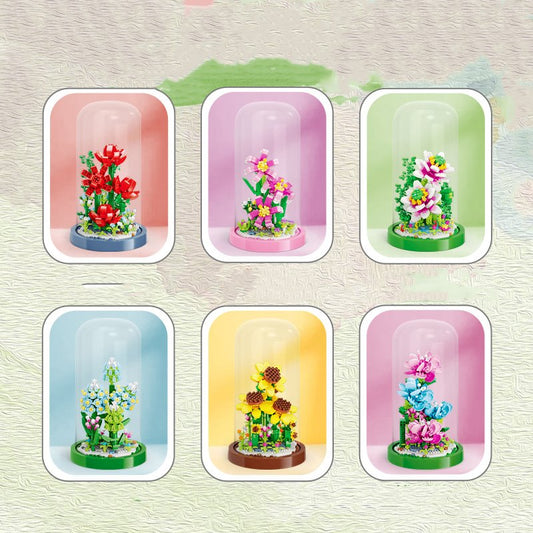 Micro Flowers in a Dome Building Set - Kawaiies - Adorable - Cute - Plushies - Plush - Kawaii