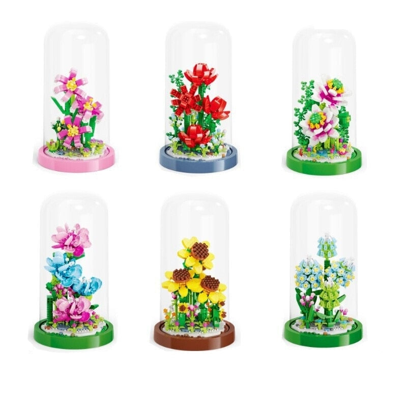 Micro Flowers in a Dome Building Set - Kawaiies - Adorable - Cute - Plushies - Plush - Kawaii