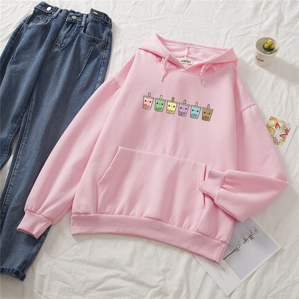 Mini Bubbleteas Part-Cotton Hoodie - Kawaiies - Adorable - Cute - Plushies - Plush - Kawaii