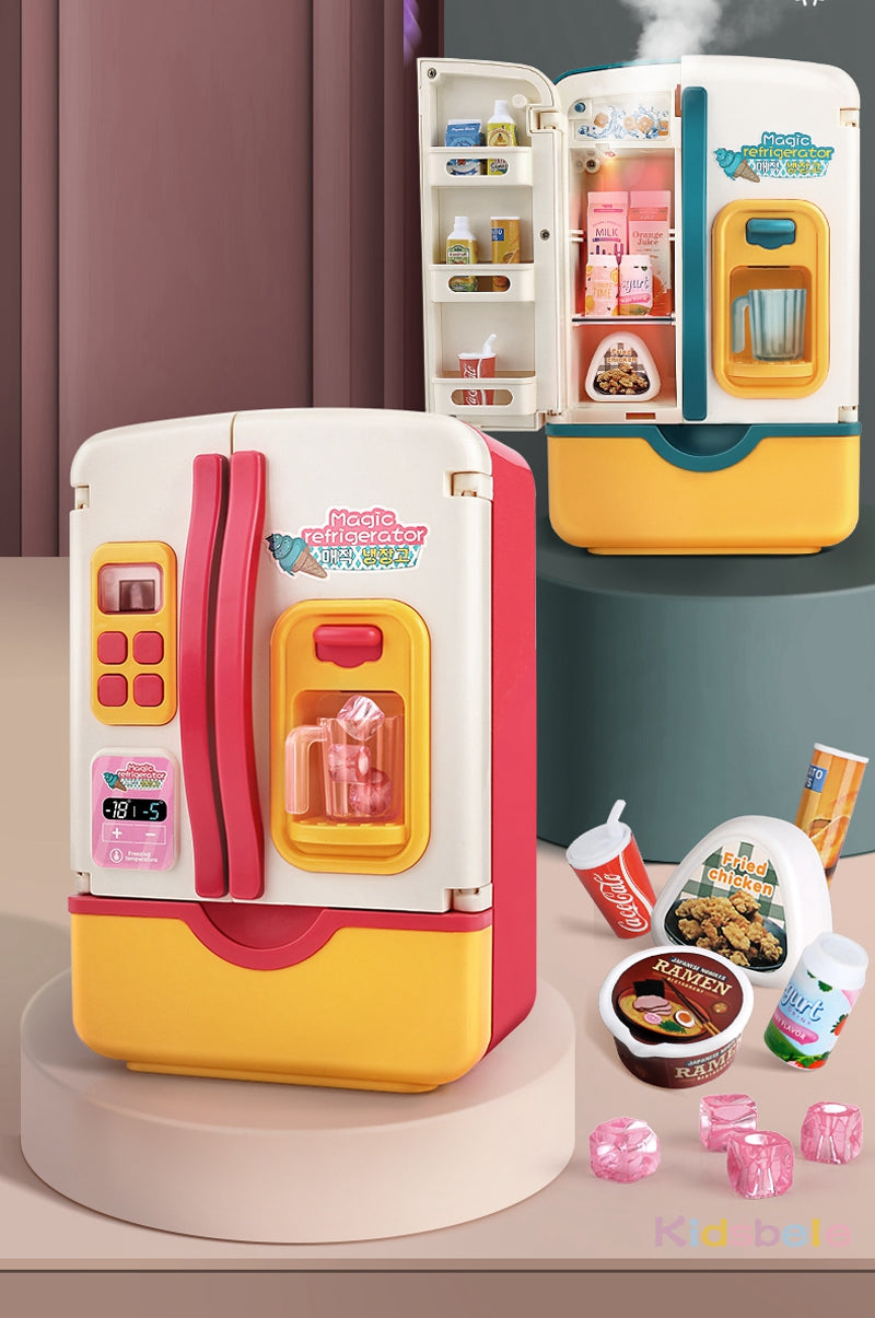 Mini Fridge Refrigerator 39pc Kitchen Kids Toys with Ice Dispenser