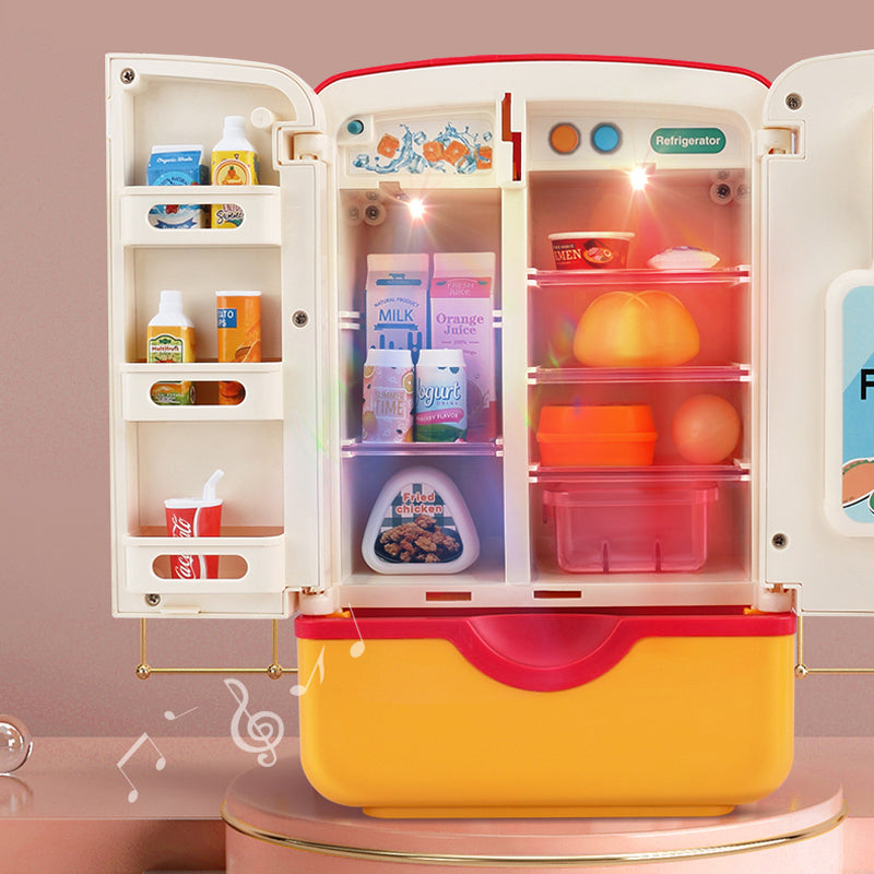 Mini Dollhouse Fridge Miniature Dollhouse Refrigerator Mini Fridge Toy with  Food Mini Toy Refrigerator with Ice Cubes Kids Play Kitchen Furniture Toy