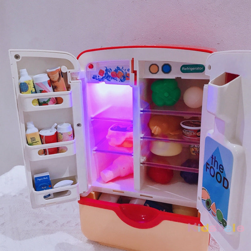 Mini Fridge Refrigerator 39pc Kitchen Kids Toys with Ice Dispenser, Steam & Lights - Kawaiies - Adorable - Cute - Plushies - Plush - Kawaii