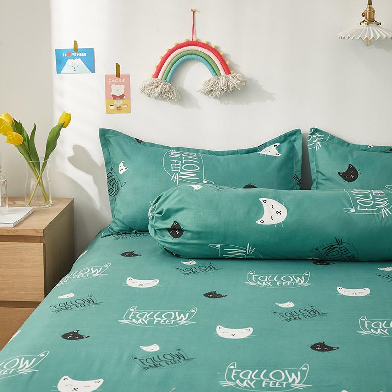 Mint Cat Pattern Fitted Bedsheet - Kawaiies - Adorable - Cute - Plushies - Plush - Kawaii