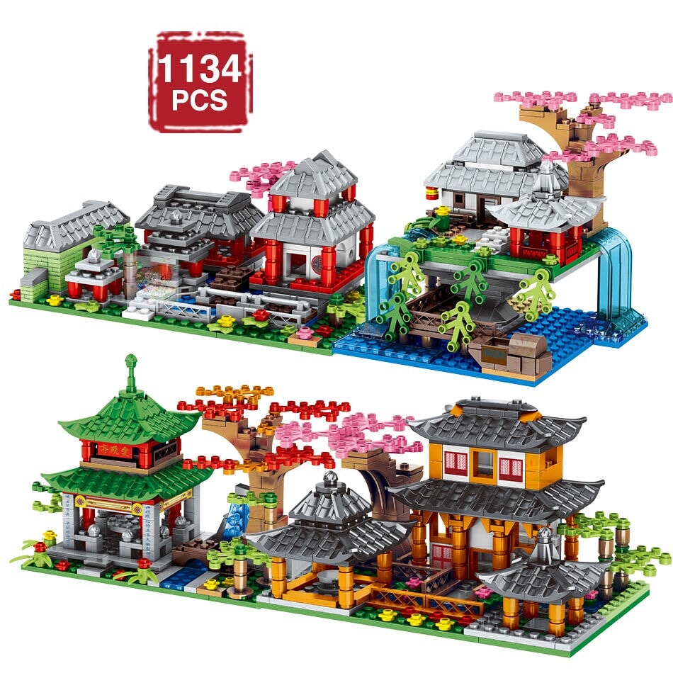 Mountain Pavilion and Sakura View Building Blocks - Kawaiies - Adorable - Cute - Plushies - Plush - Kawaii