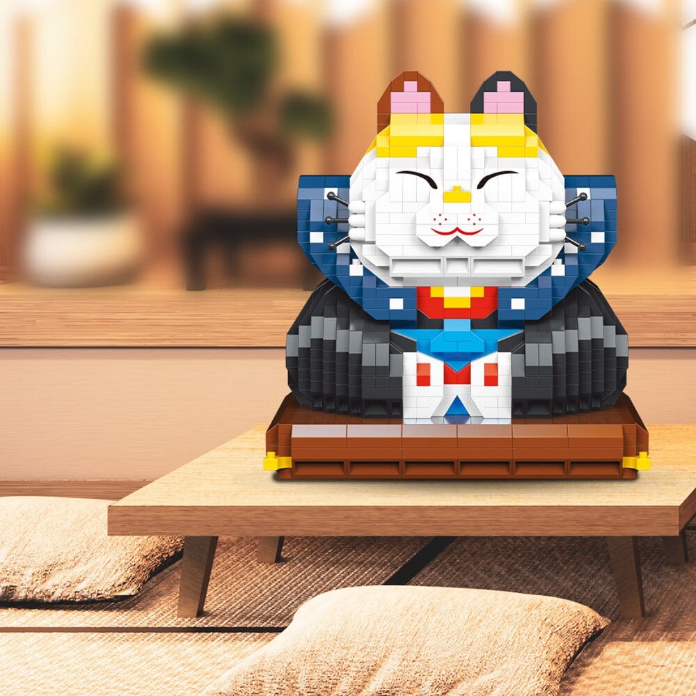 Muscle Lucky Cat & Kimono Outfit Nano Building Blocks - Kawaiies - Adorable - Cute - Plushies - Plush - Kawaii