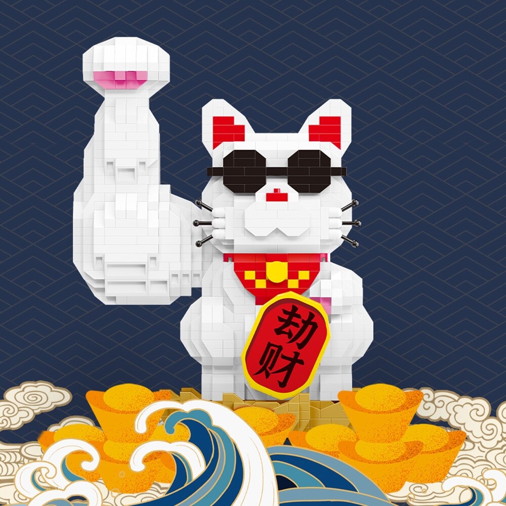 Muscle Lucky Cat & Kimono Outfit Nano Building Blocks - Kawaiies - Adorable - Cute - Plushies - Plush - Kawaii