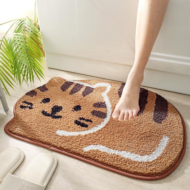 Kawaii Welcome Floor Mats Animal Cat Printed Bathroom Kitchen