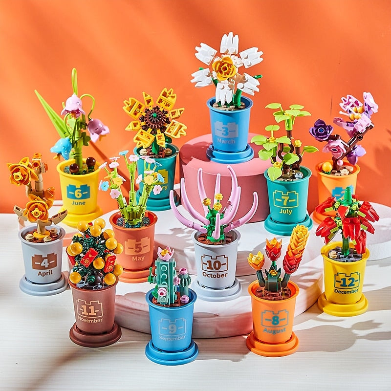 kawaiies-softtoys-plushies-kawaii-plush-My Monthly Delightful Flower in a Pot Building Blocks Build it Set of 12 