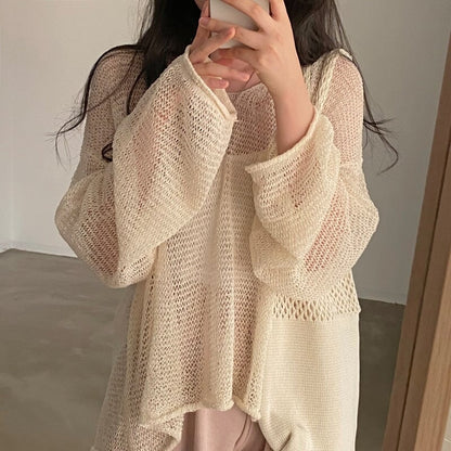 Netted Full Sleeve Loose Women's Jumper - Kawaiies - Adorable - Cute - Plushies - Plush - Kawaii