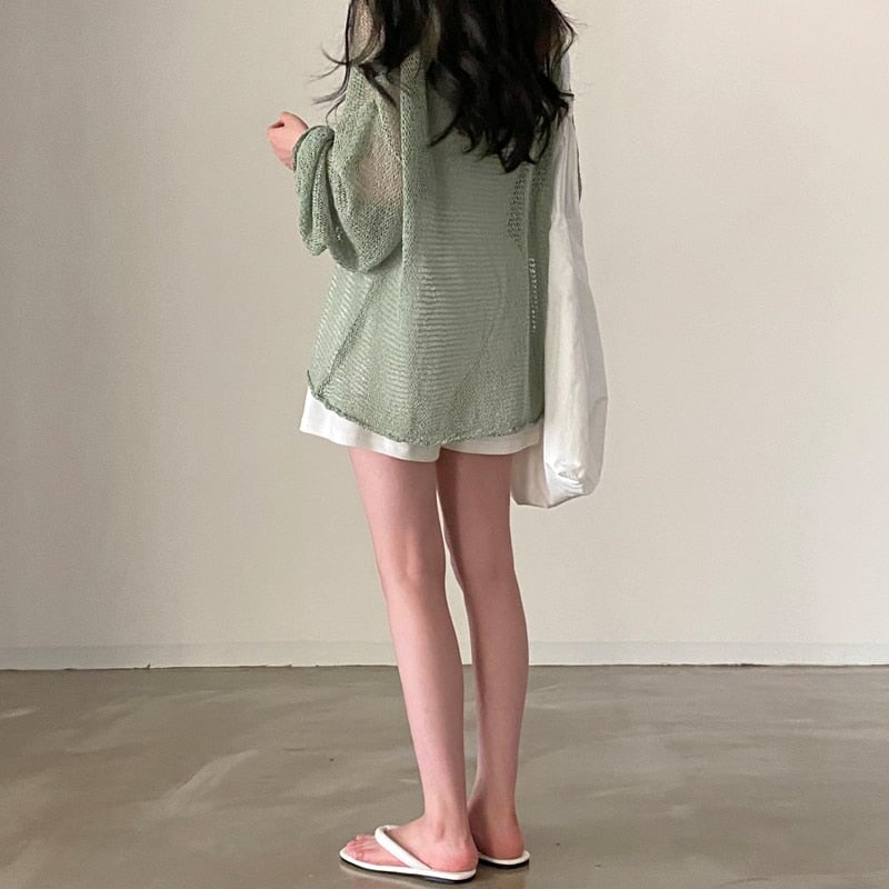 Netted Full Sleeve Loose Women's Jumper - Kawaiies - Adorable - Cute - Plushies - Plush - Kawaii
