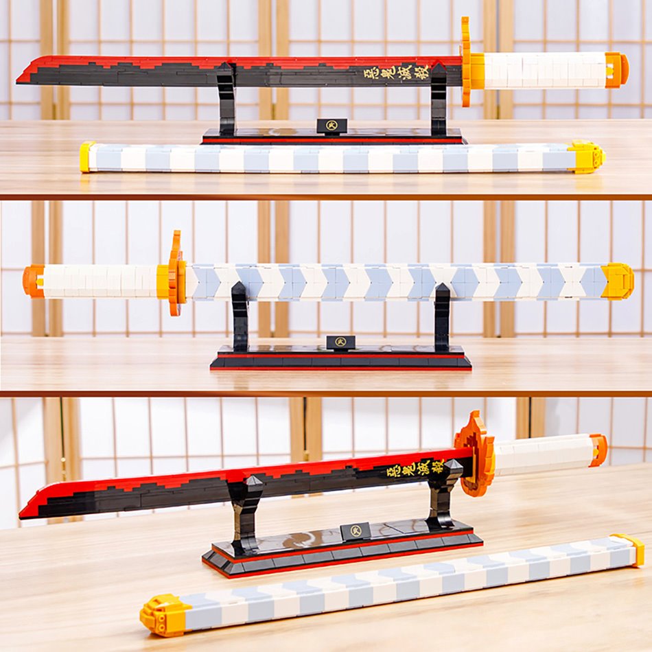 Nichirin Flame Katana Building Set with Saya & Stand - Kawaiies - Adorable - Cute - Plushies - Plush - Kawaii