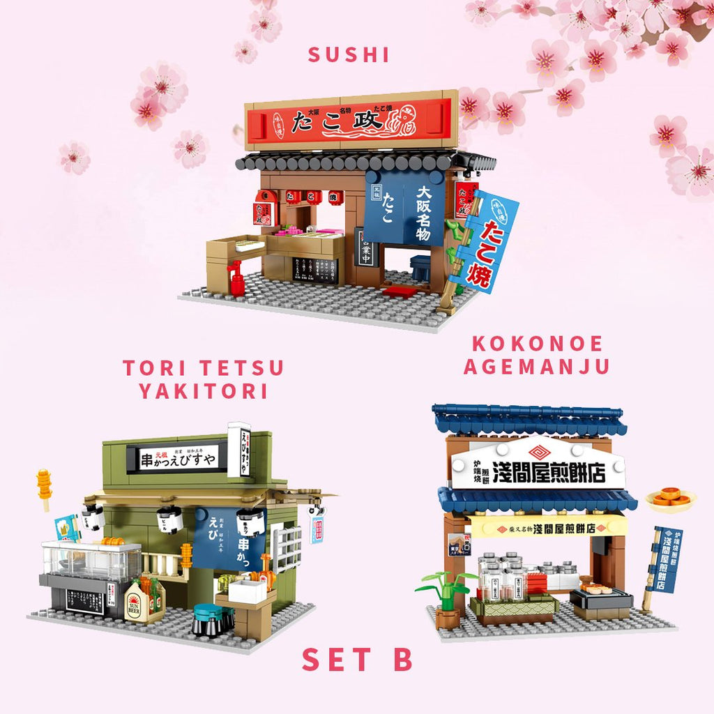 Nippombashi Dori Street Japanese Restaurants Building Sets - Kawaiies - Adorable - Cute - Plushies - Plush - Kawaii