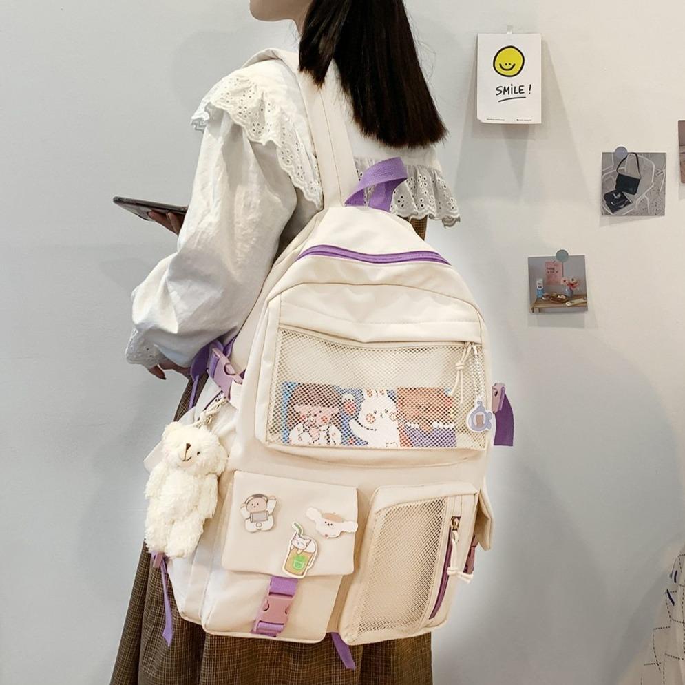 Nylon Study Besties Backpack - Kawaiies - Adorable - Cute - Plushies - Plush - Kawaii