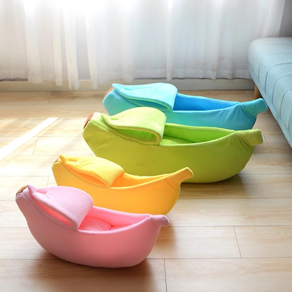 Pastel Banana Cat Dog Pet Bed House - Kawaiies - Adorable - Cute - Plushies - Plush - Kawaii