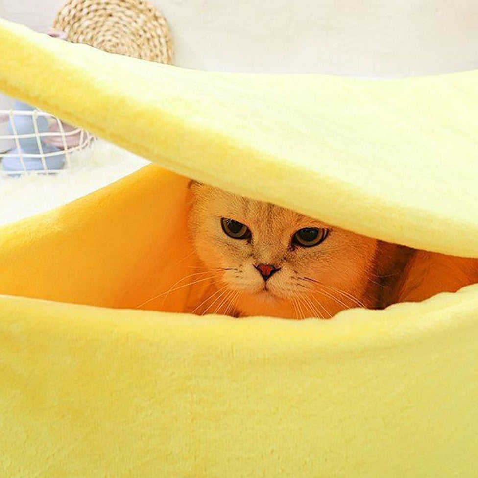 Pastel Banana Cat Dog Pet Bed House - Kawaiies - Adorable - Cute - Plushies - Plush - Kawaii