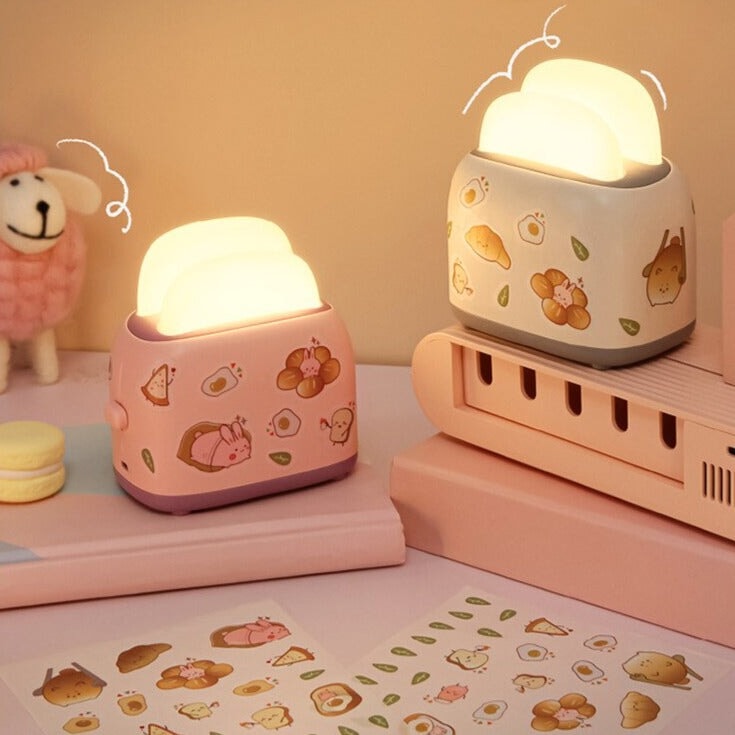 Pastel Bread Toaster Machine LED Night Light - Kawaiies - Adorable - Cute - Plushies - Plush - Kawaii