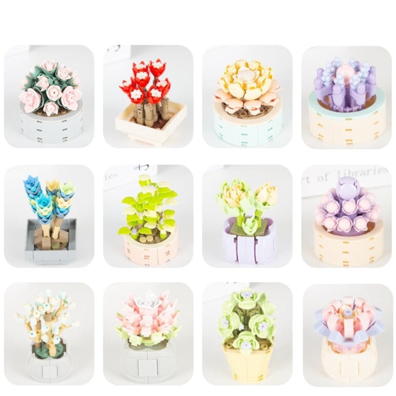 Pastel Flower Succulent Building Block Collection - Kawaiies - Adorable - Cute - Plushies - Plush - Kawaii