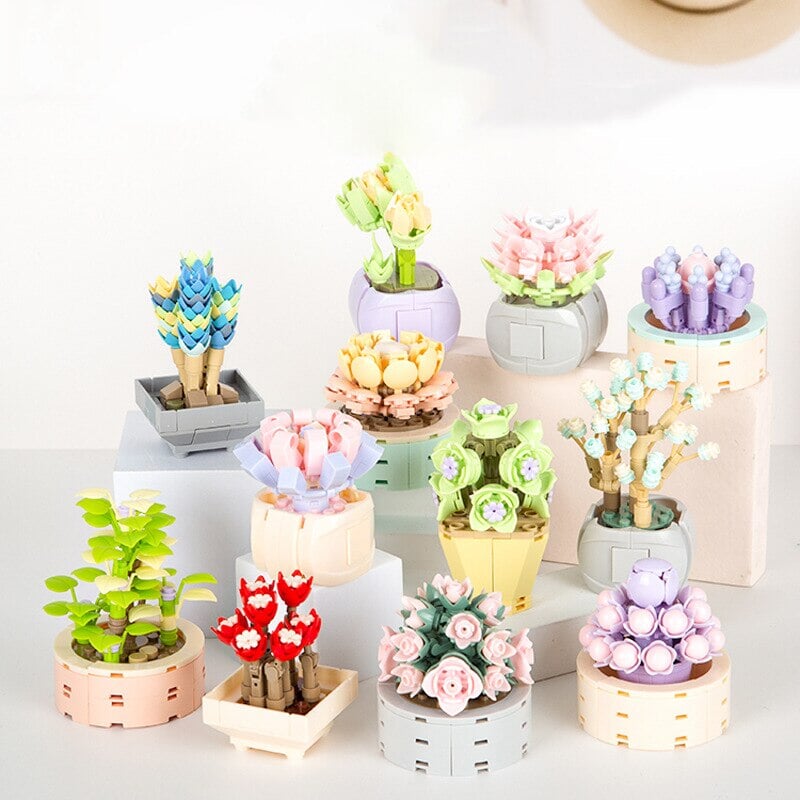 Pastel Flower Succulent Building Block Collection - Kawaiies - Adorable - Cute - Plushies - Plush - Kawaii